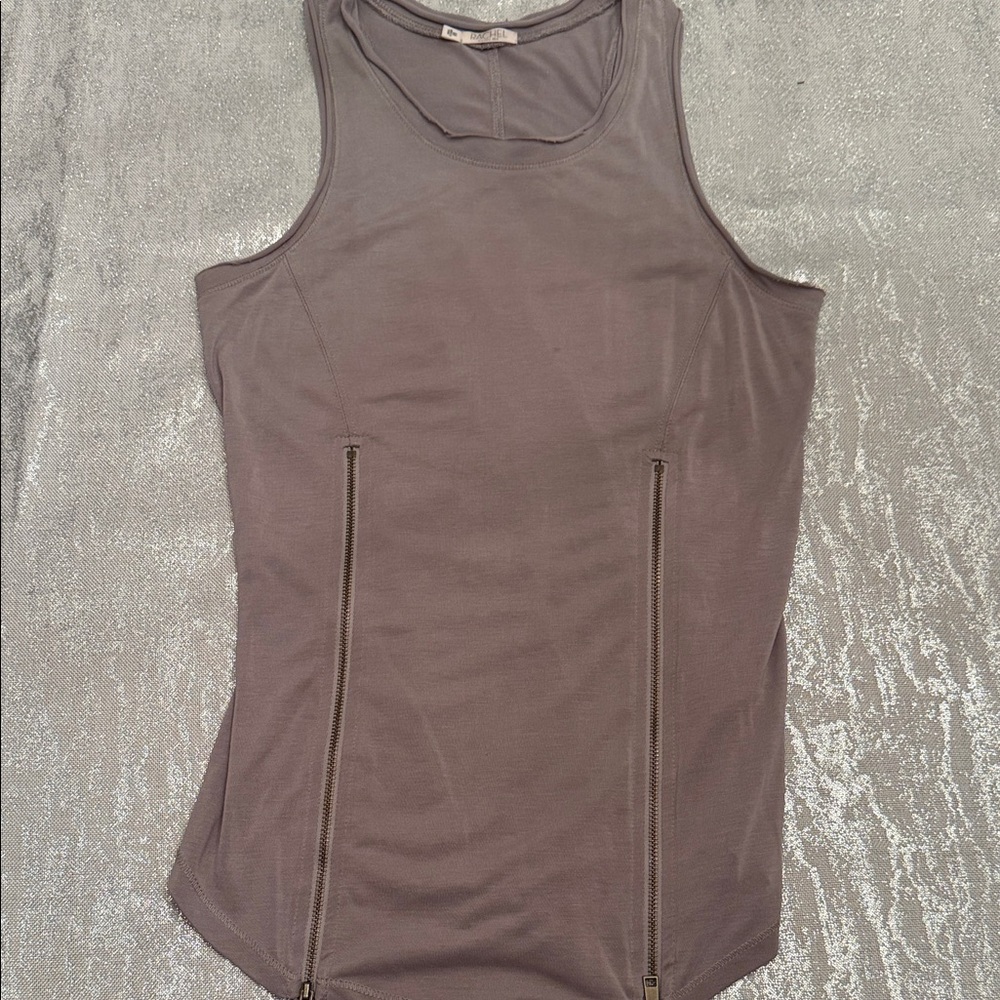 Rachel Gray Tank Top with Zipper Accents